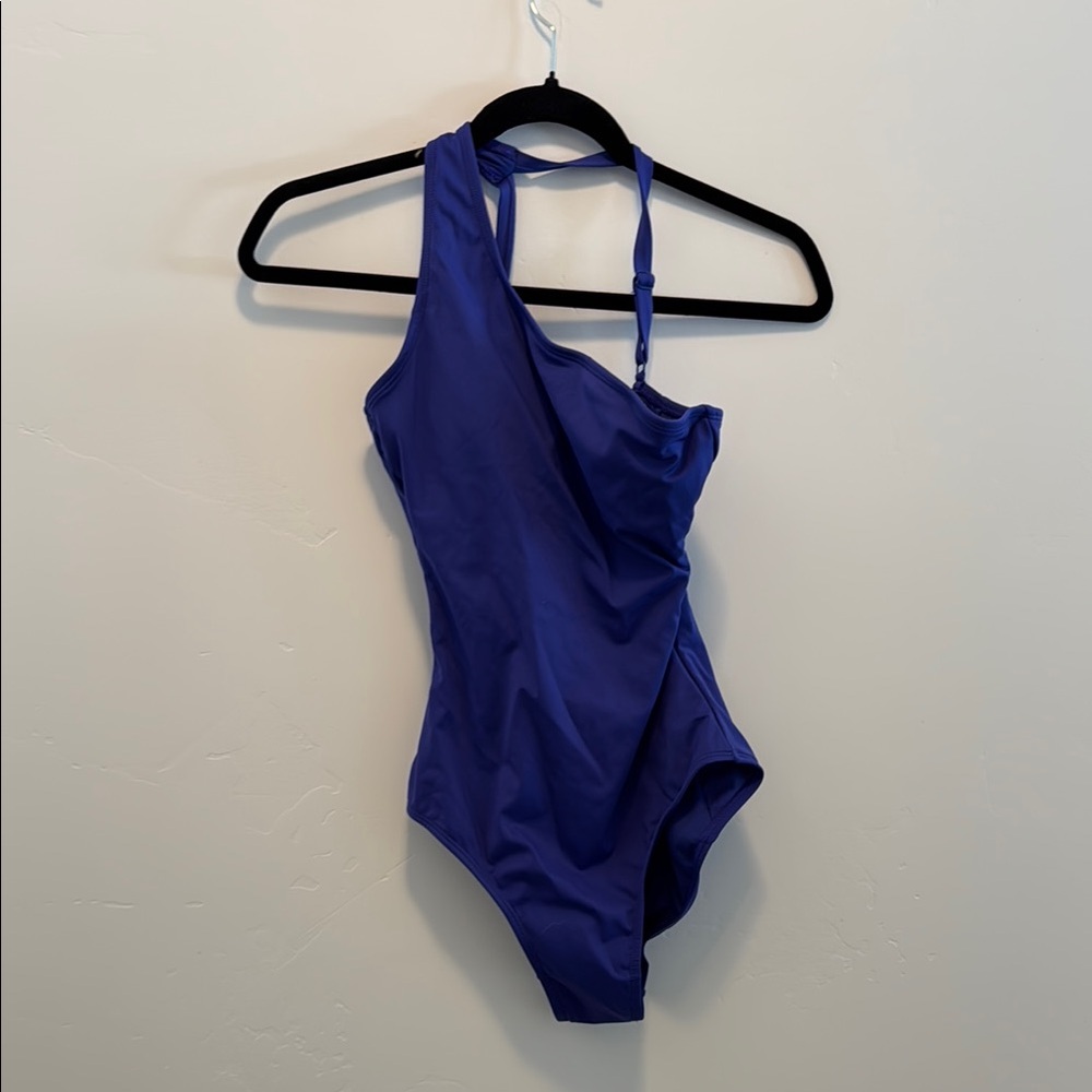 One-Shoulder Blue Women's Swim One Piece